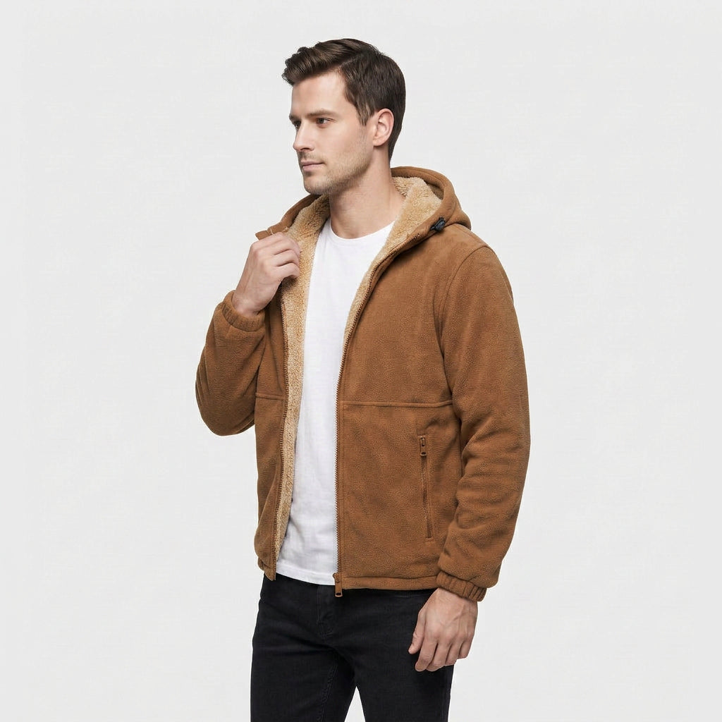 Veste Polaire à Capuche Poches Zippées pour Homme