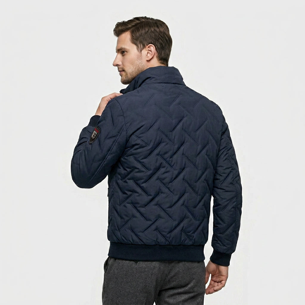 Veste Bomber Matelassée Col Montant Poches Zippées pour Homme