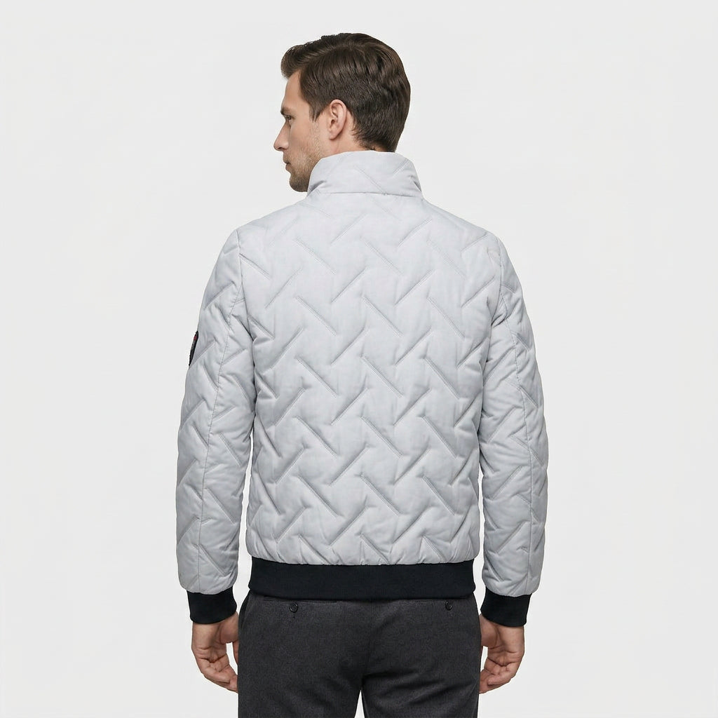 Veste Bomber Matelassée Col Montant Poches Zippées pour Homme
