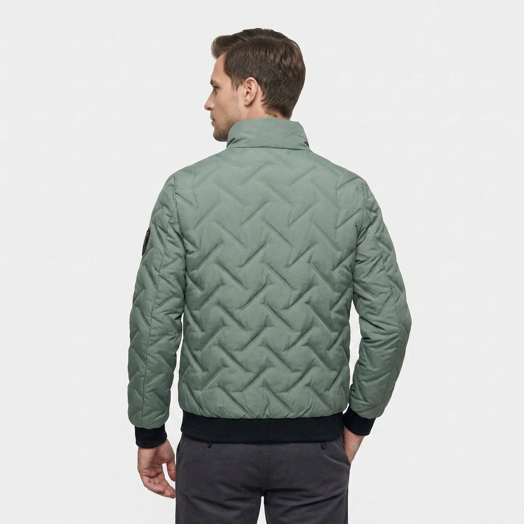 Veste Bomber Matelassée Col Montant Poches Zippées pour Homme