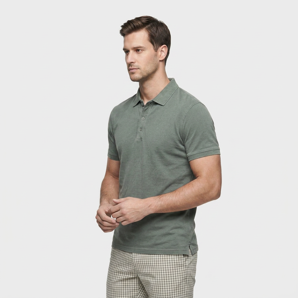 Polo Slim Patte Boutonnée Col Classique pour Homme