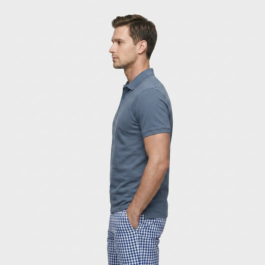 Polo Slim Patte Boutonnée Col Classique pour Homme