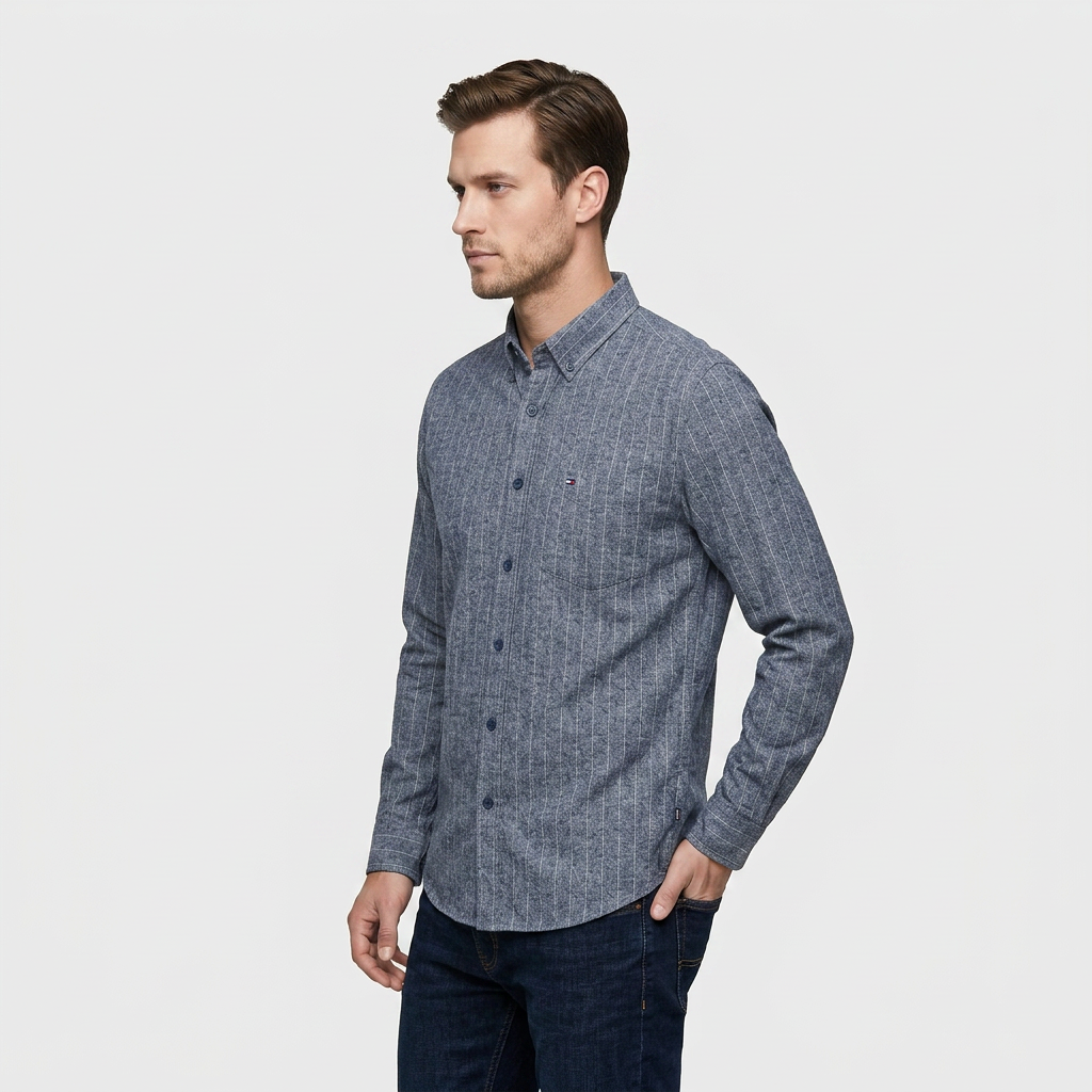 Chemise À Carreaux Tissage Structuré Coupe Régulière pour Homme