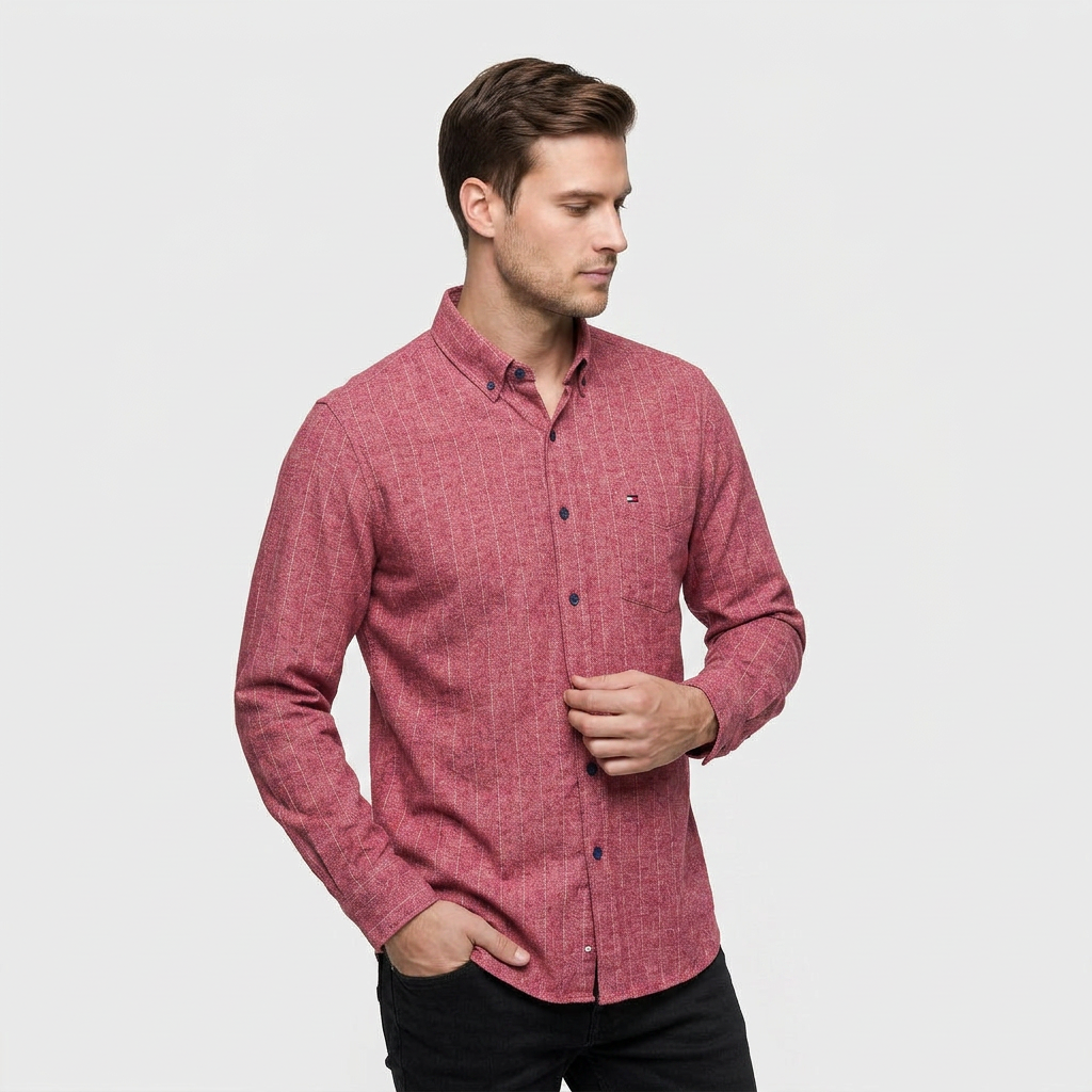 Chemise À Carreaux Tissage Structuré Coupe Régulière pour Homme