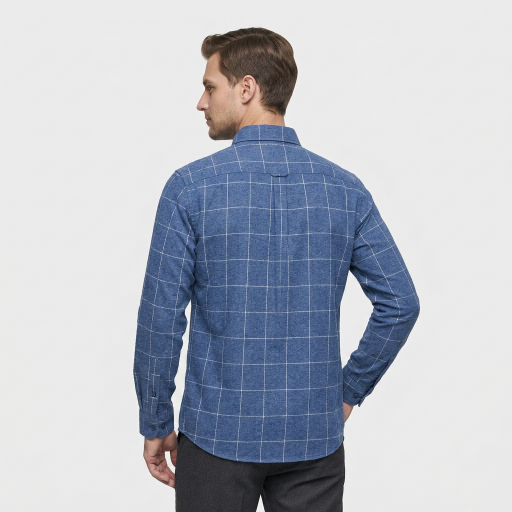 Chemise À Carreaux Tissage Structuré Coupe Régulière pour Homme