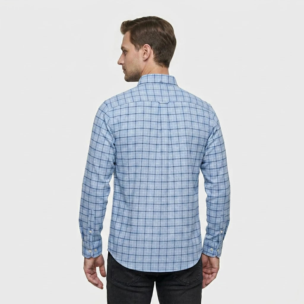 Chemise À Carreaux Tissage Structuré Coupe Régulière pour Homme