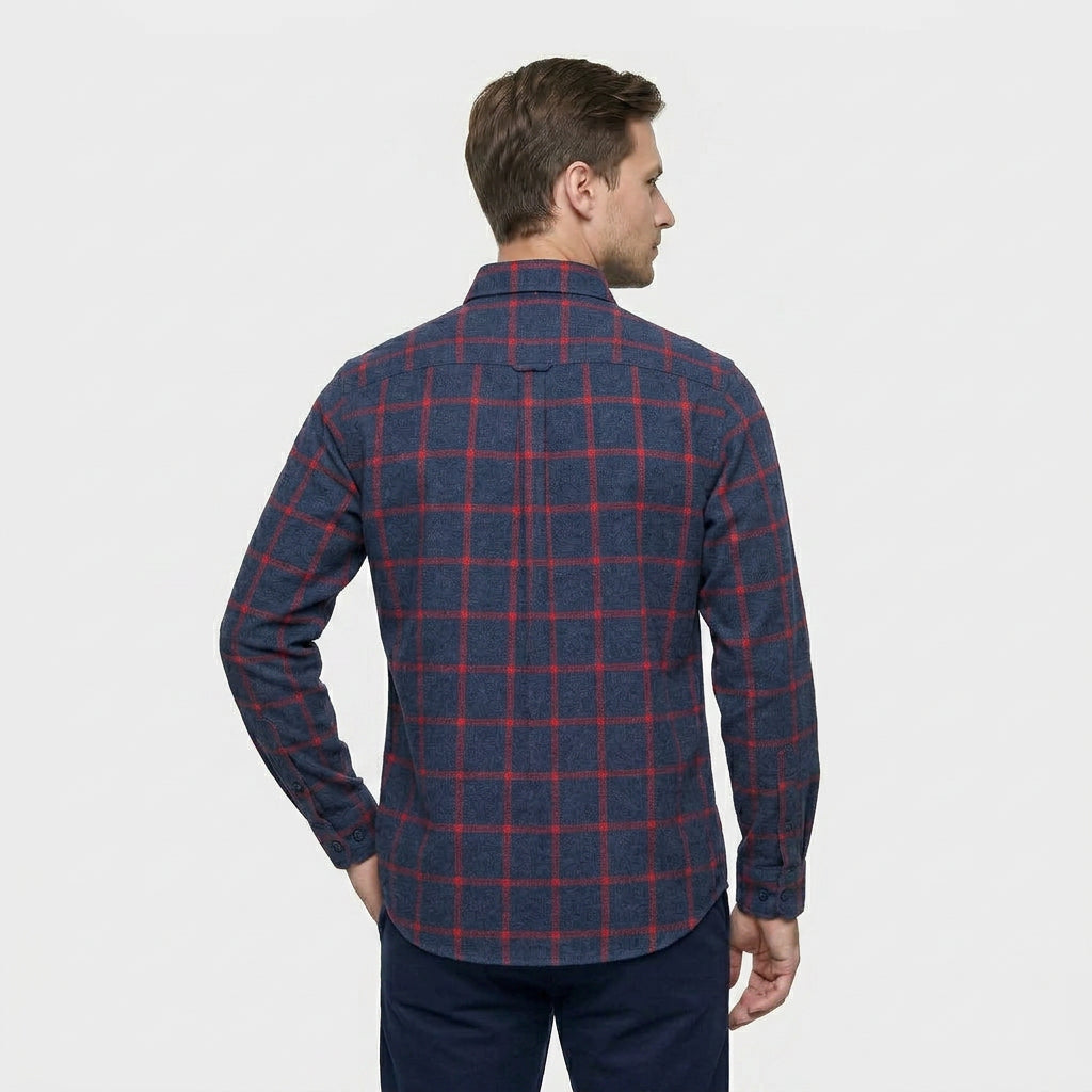 Chemise À Carreaux Tissage Structuré Coupe Régulière pour Homme