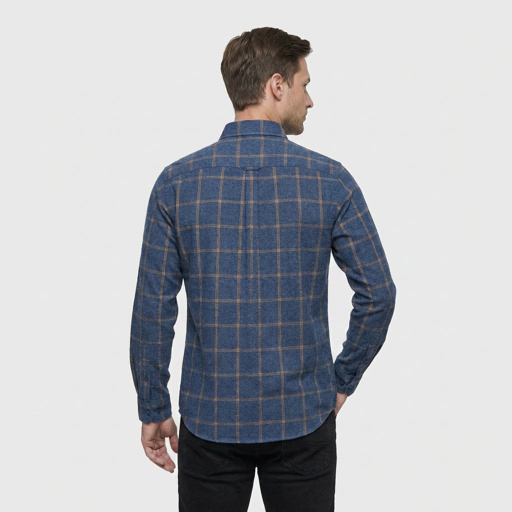 Chemise À Carreaux Tissage Structuré Coupe Régulière pour Homme