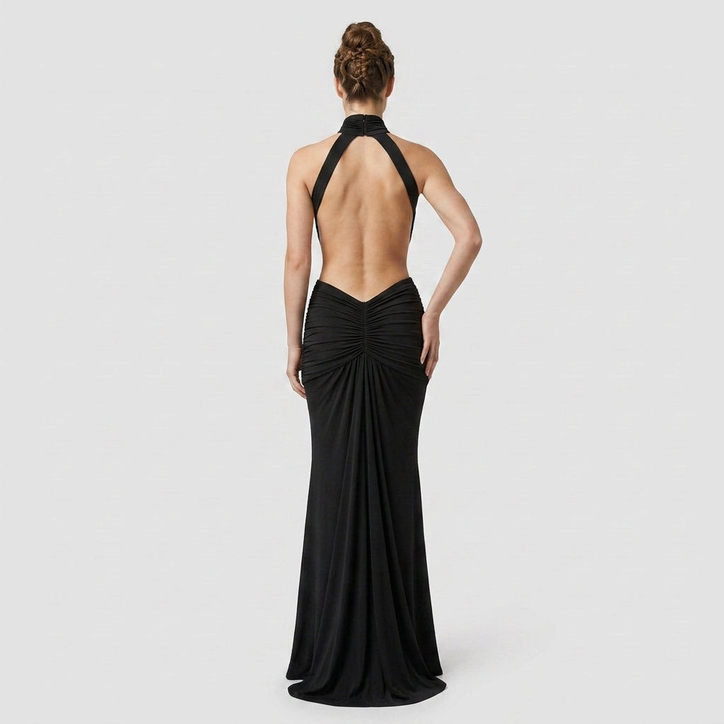 Robe Maxi Col Roulé Coupe Ajustée pour Femme
