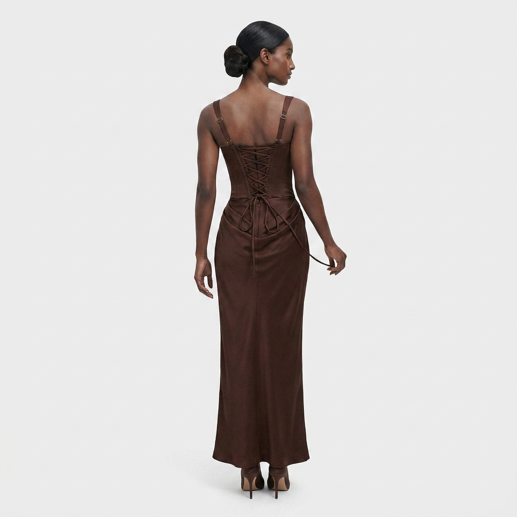 Robe Plissée Coupe Évasée Taille Marquée pour Femme