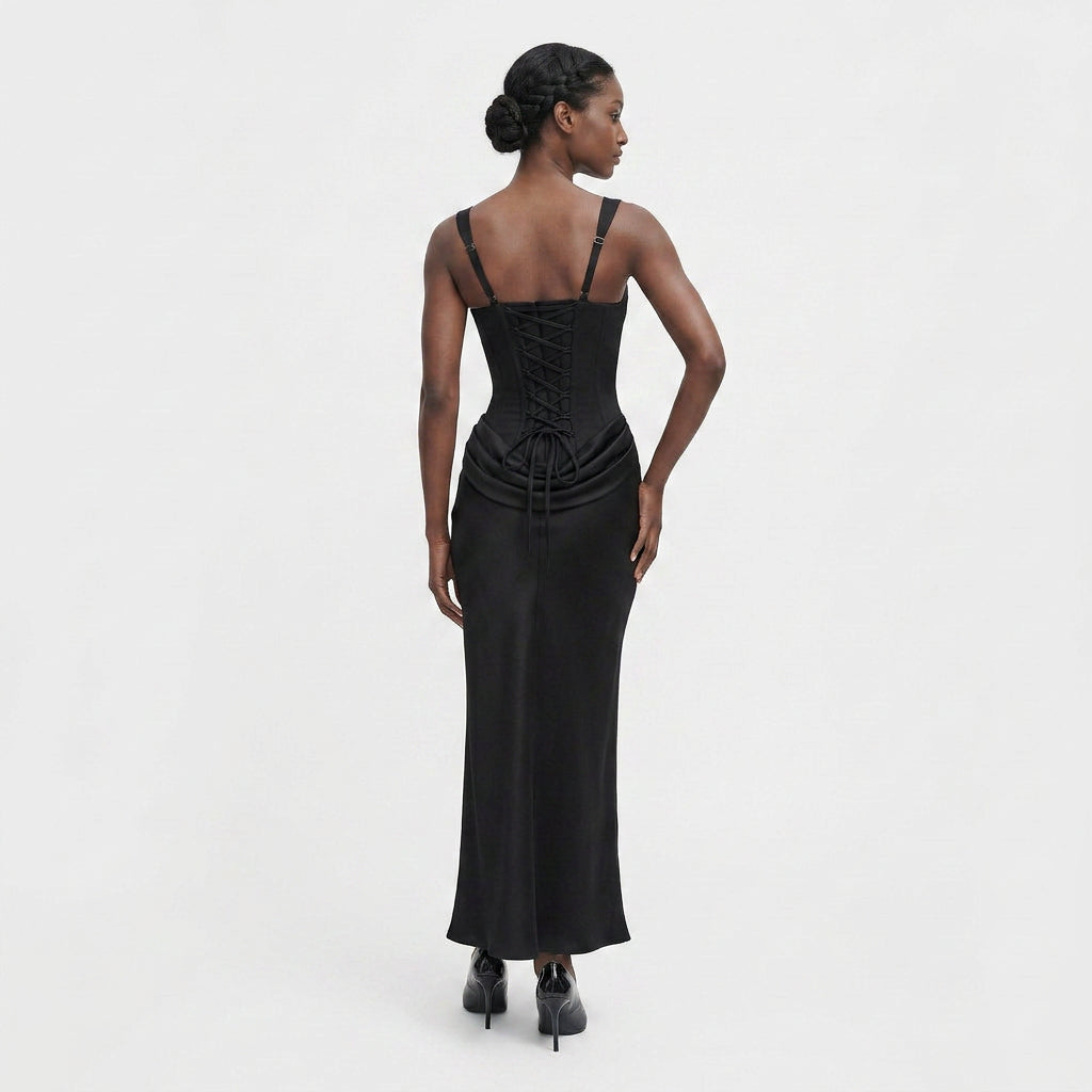 Robe Plissée Coupe Évasée Taille Marquée pour Femme