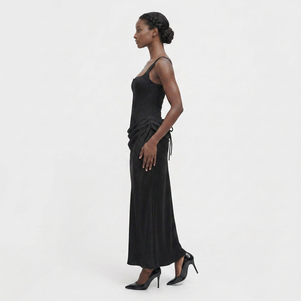 Robe Plissée Coupe Évasée Taille Marquée pour Femme