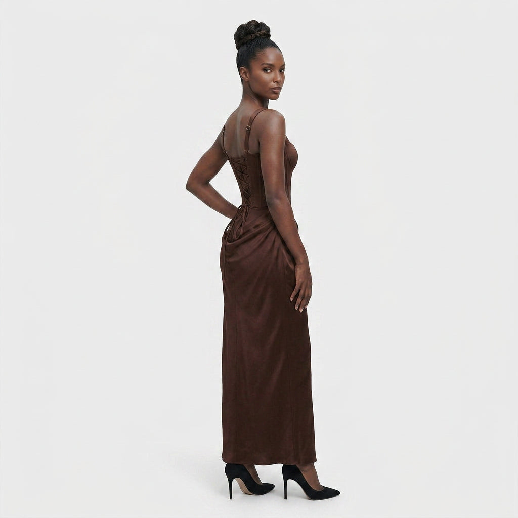 Robe Plissée Coupe Évasée Taille Marquée pour Femme