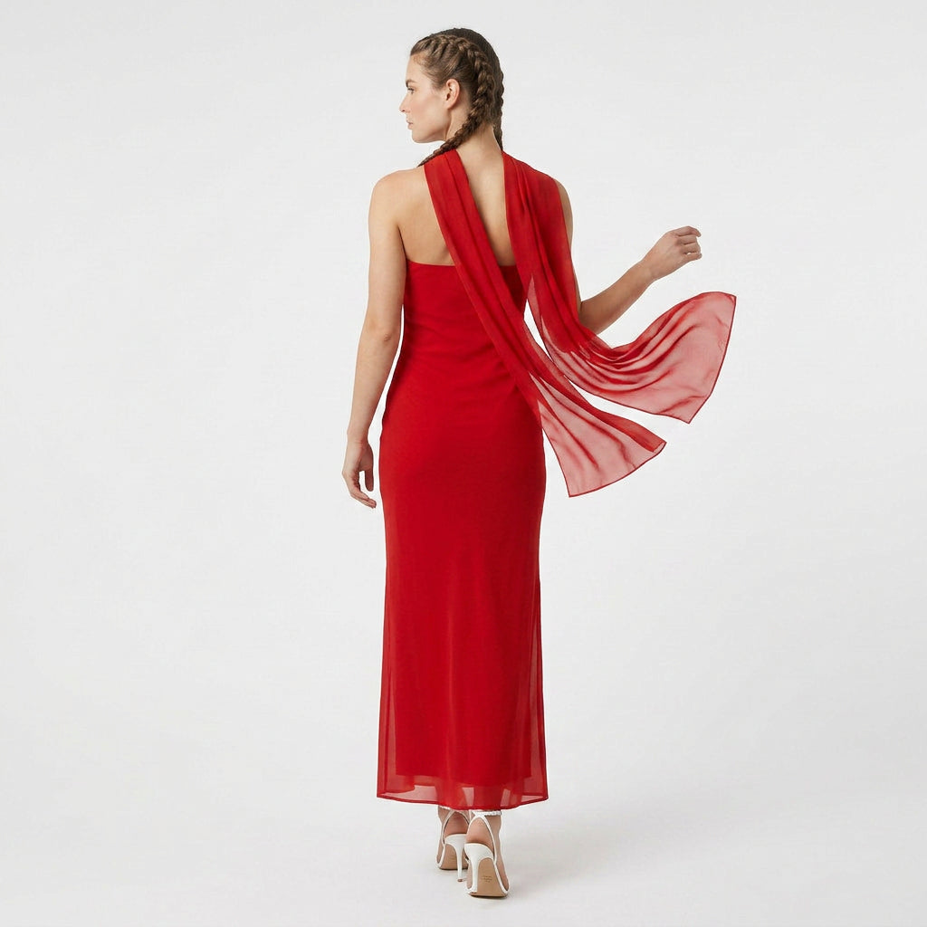 Robe Maxi Foulard Assorti Coupe Fluide pour Femme