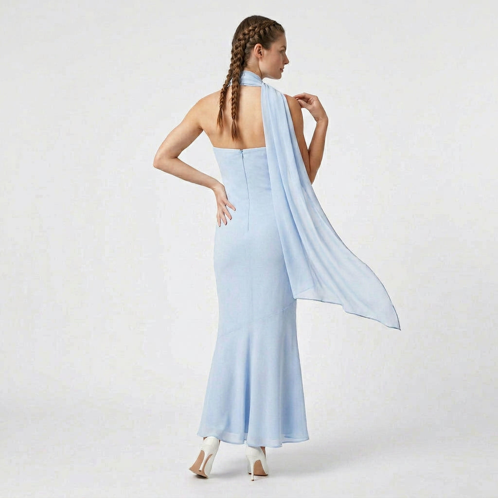 Robe Maxi Foulard Assorti Coupe Fluide pour Femme