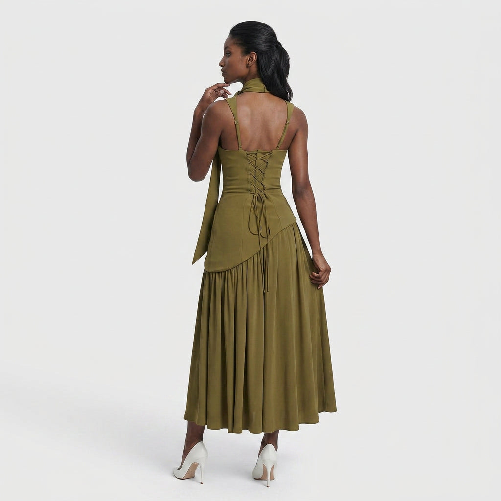 Robe Midi Asymétrique Coupe Fluide pour Femme