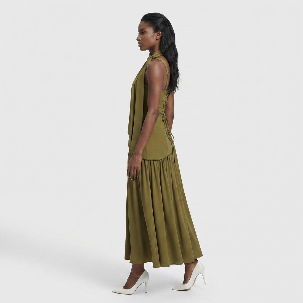 Robe Midi Asymétrique Coupe Fluide pour Femme