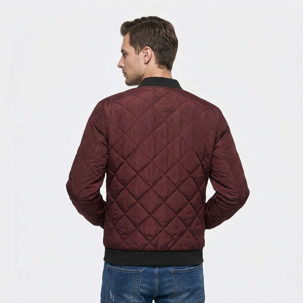 Blouson Bomber Matelassé Poches Zippées pour Homme
