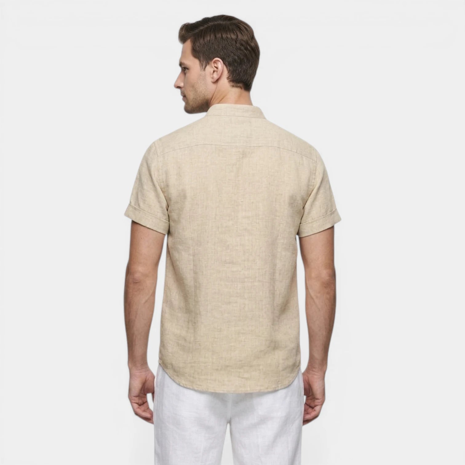Men's Relaxed Fit Linen Henley Collar Shirt