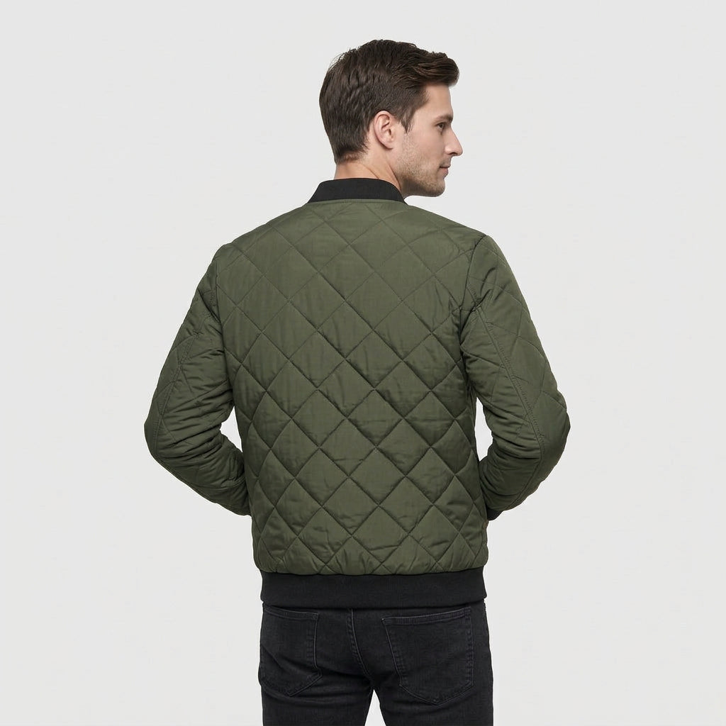 Blouson Bomber Matelassé Poches Zippées pour Homme
