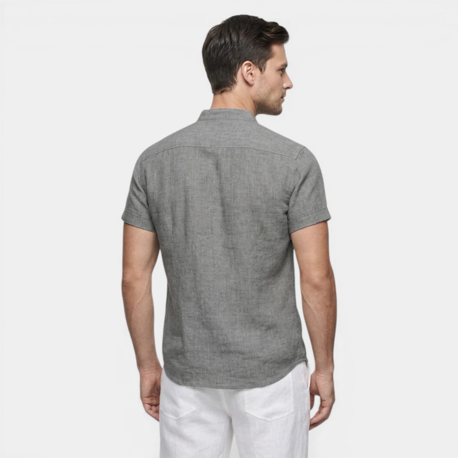 Men's Relaxed Fit Linen Henley Collar Shirt