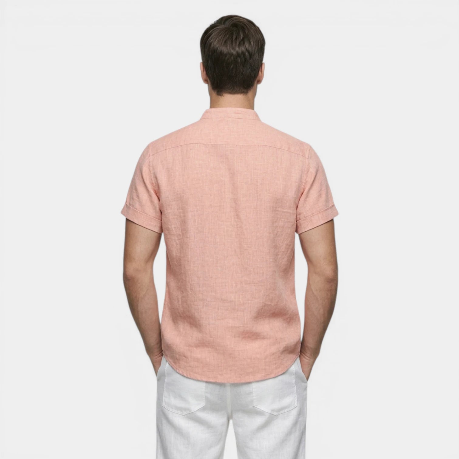 Chemise Lin Col Henley Coupe Décontractée pour Homme