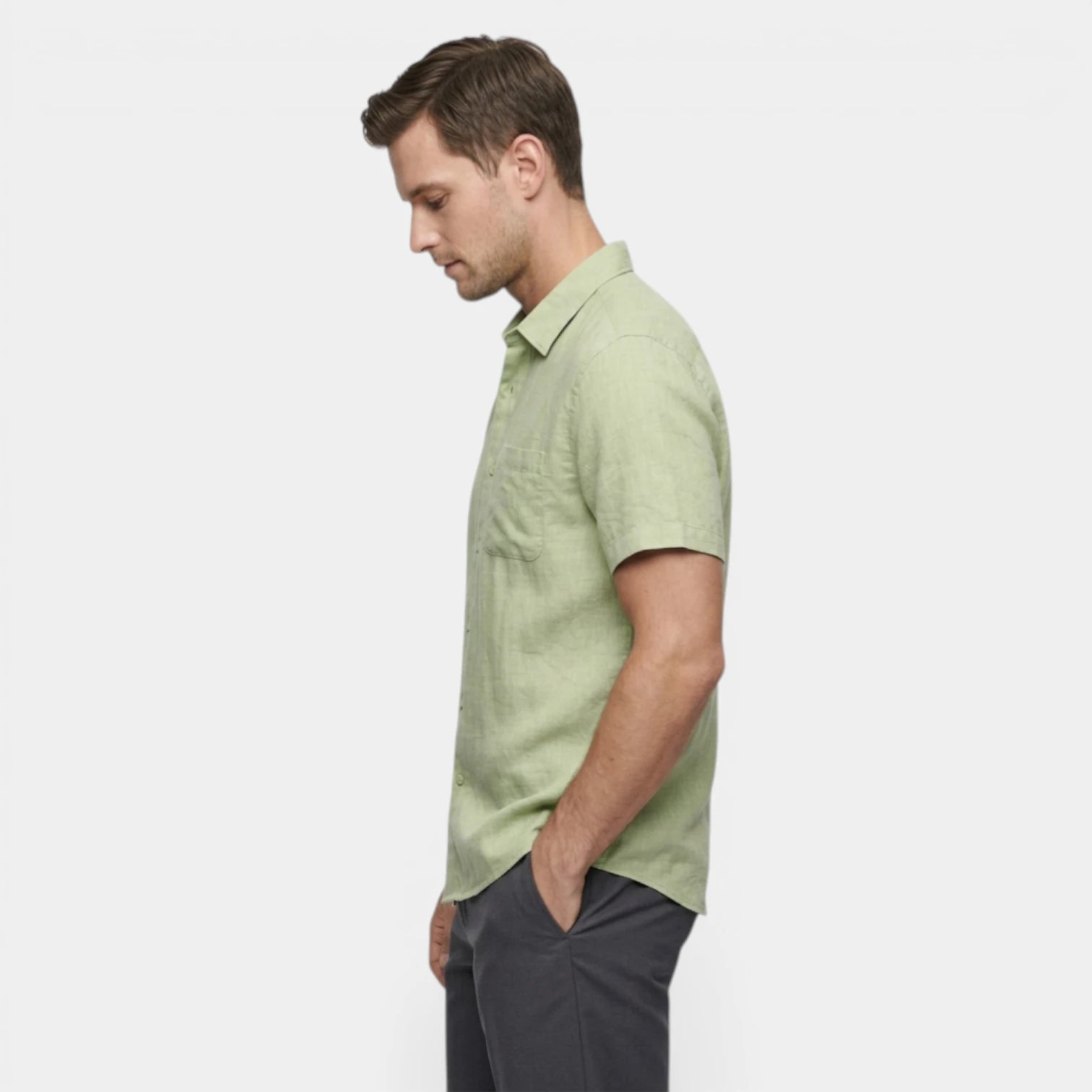 Chemise Boutonnée Tissu Léger Coupe Droite pour Homme