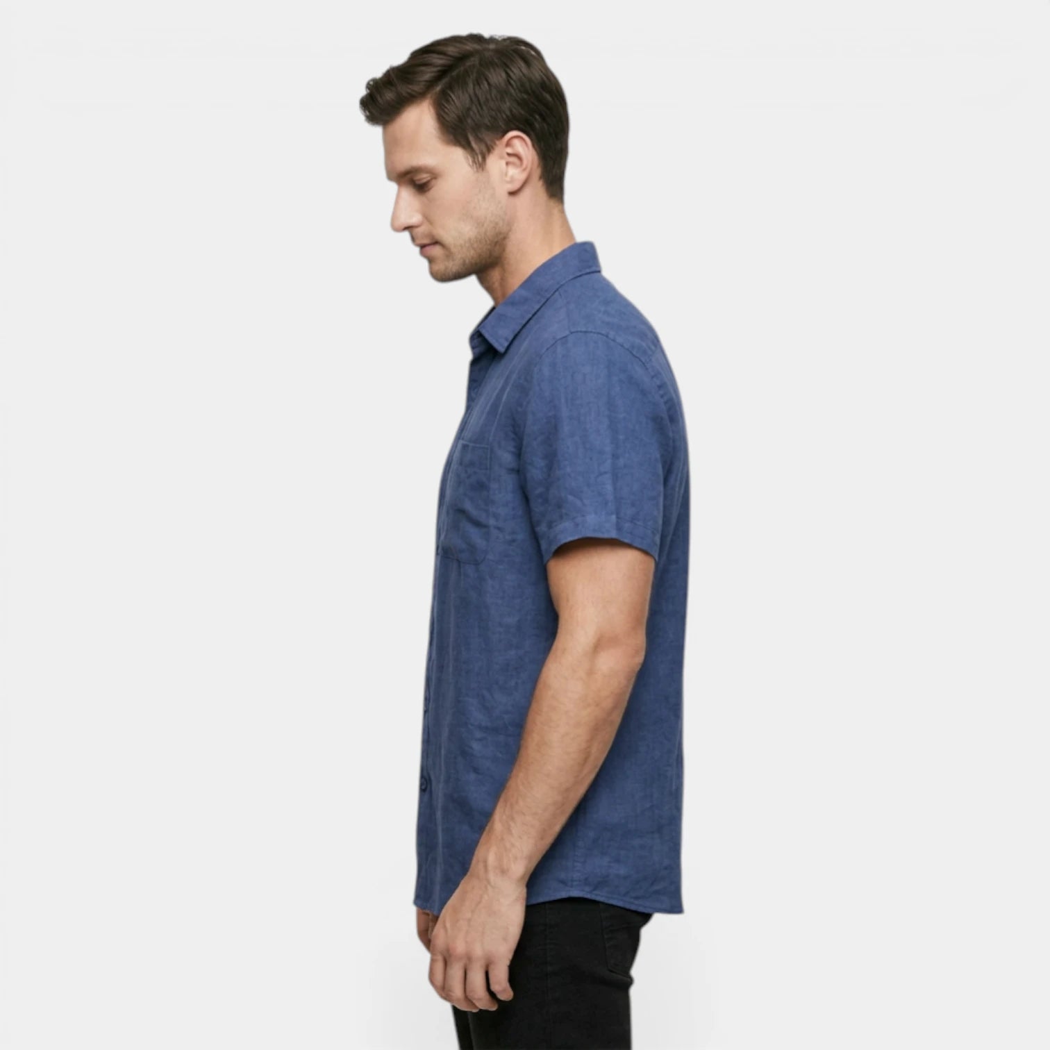 Chemise Boutonnée Tissu Léger Coupe Droite pour Homme