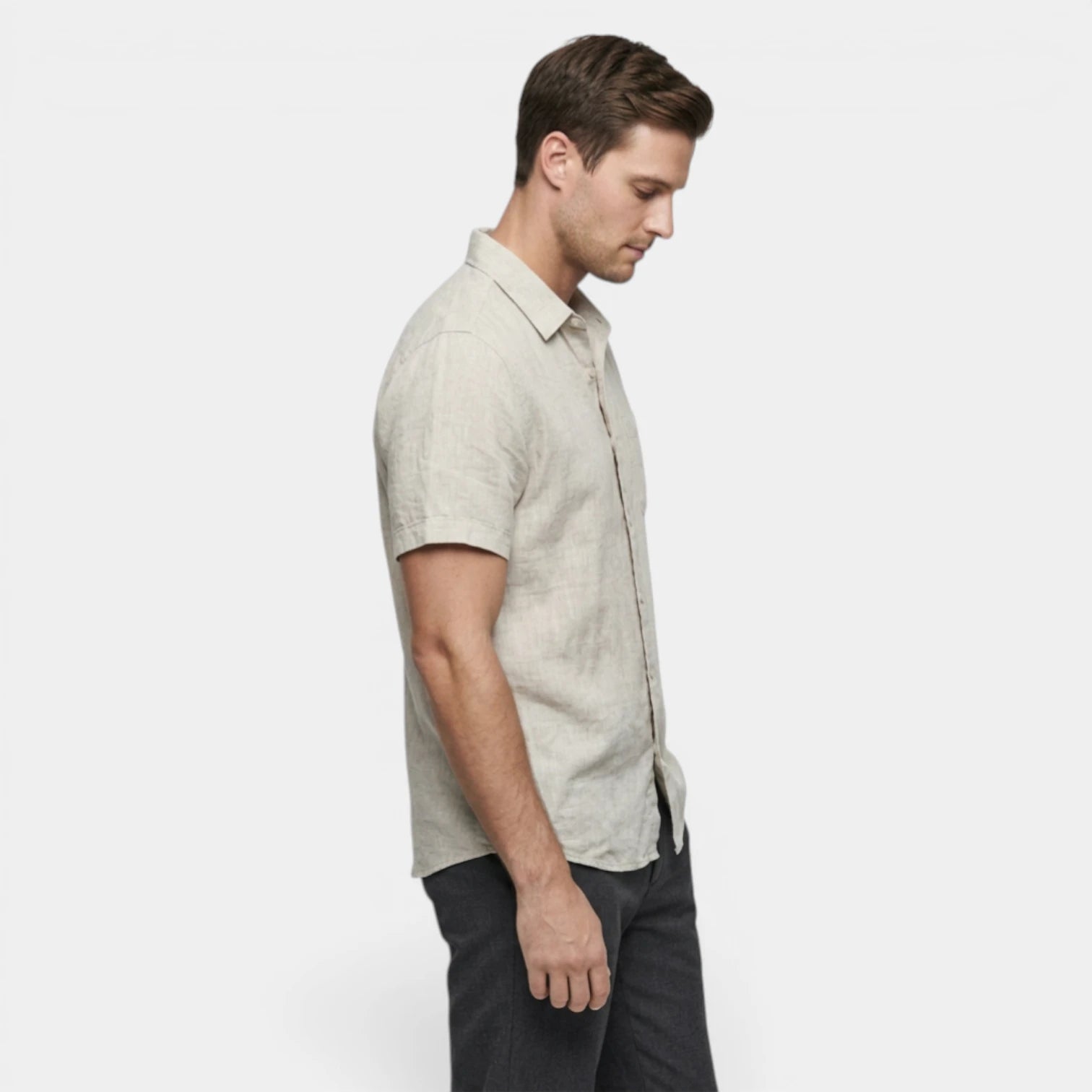 Chemise Boutonnée Tissu Léger Coupe Droite pour Homme