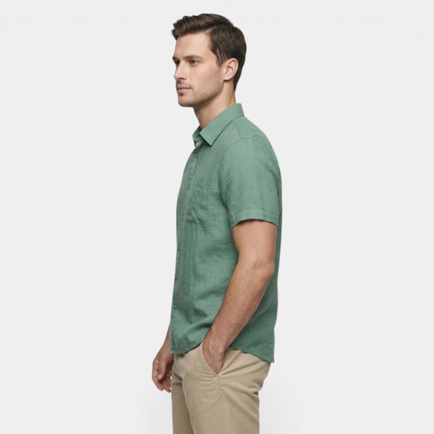 Chemise Boutonnée Tissu Léger Coupe Droite pour Homme