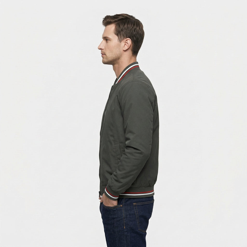 Veste Bomber Légère Col Côtelé pour Homme