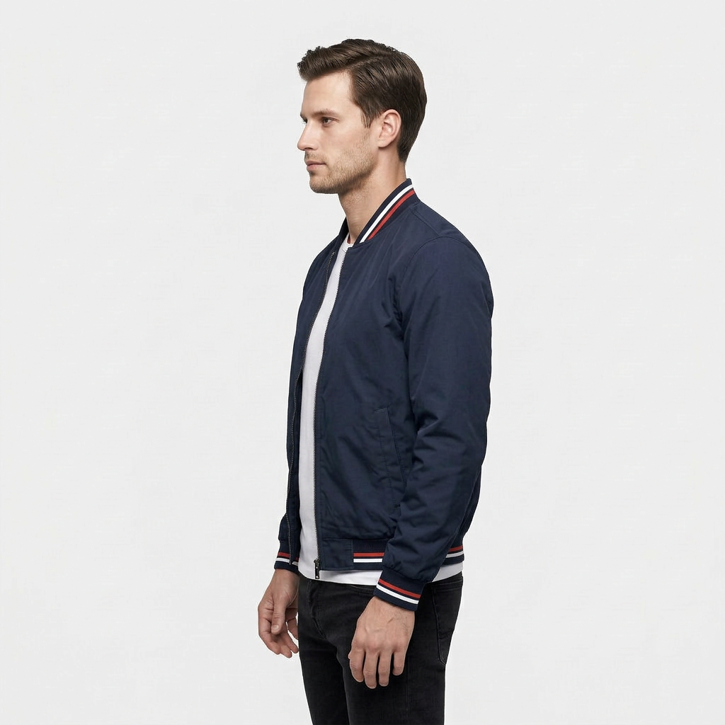 Veste Bomber Légère Col Côtelé pour Homme