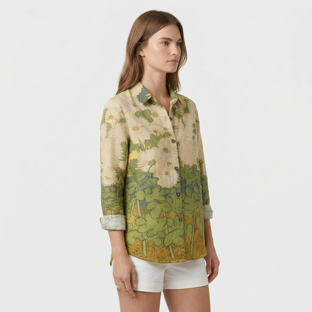Chemise Vintage Tissu Léger Coupe Décontractée pour Femme