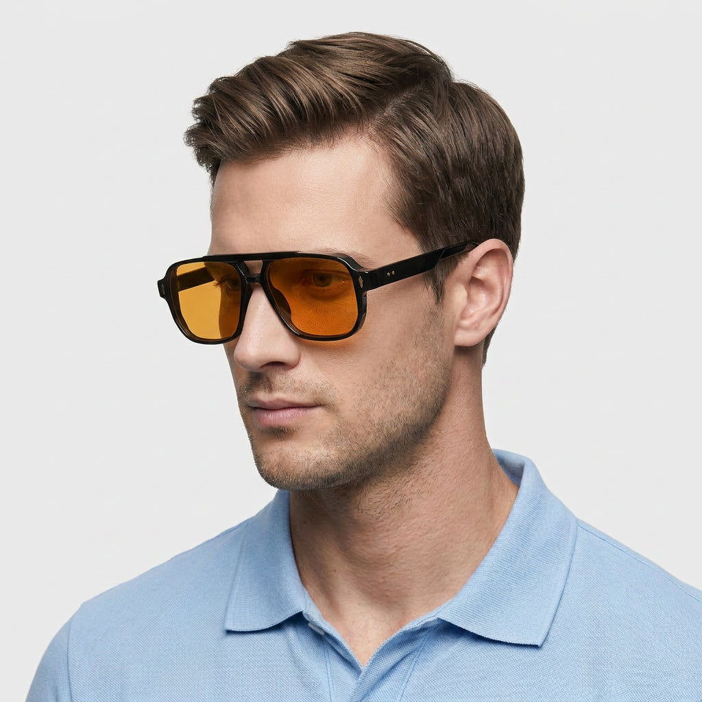 Lunettes Carrées Monture Acetate Verres Teintés pour Homme