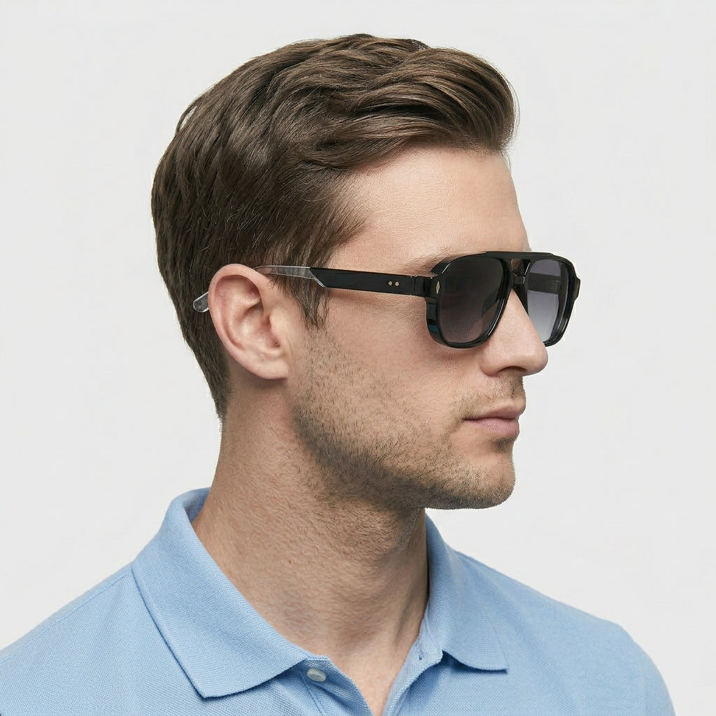 Lunettes Carrées Monture Acetate Verres Teintés pour Homme