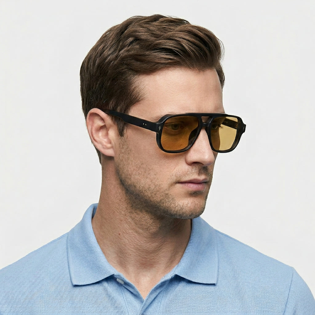 Lunettes Carrées Monture Acetate Verres Teintés pour Homme