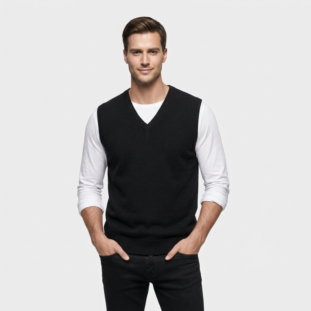 Men's Fine Knit Sleeveless Jumper