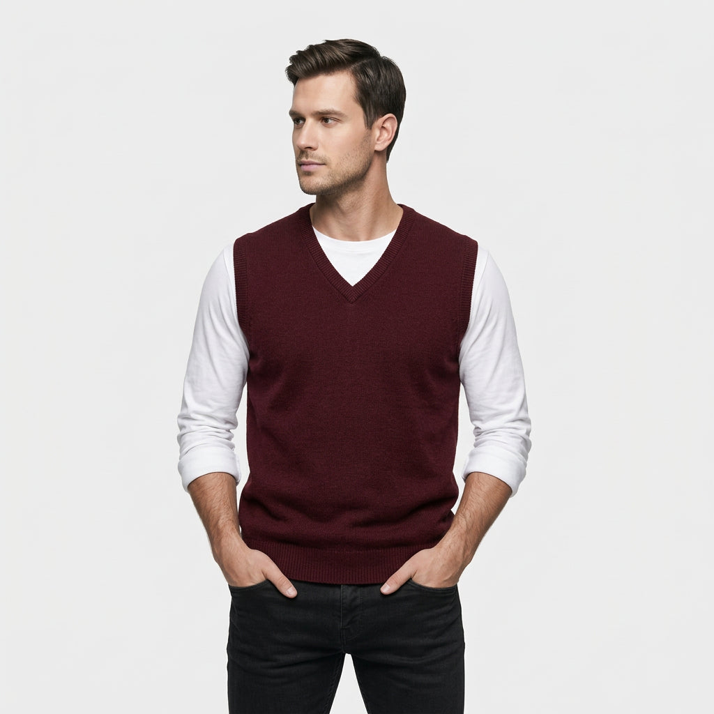 Men's Fine Knit Sleeveless Jumper