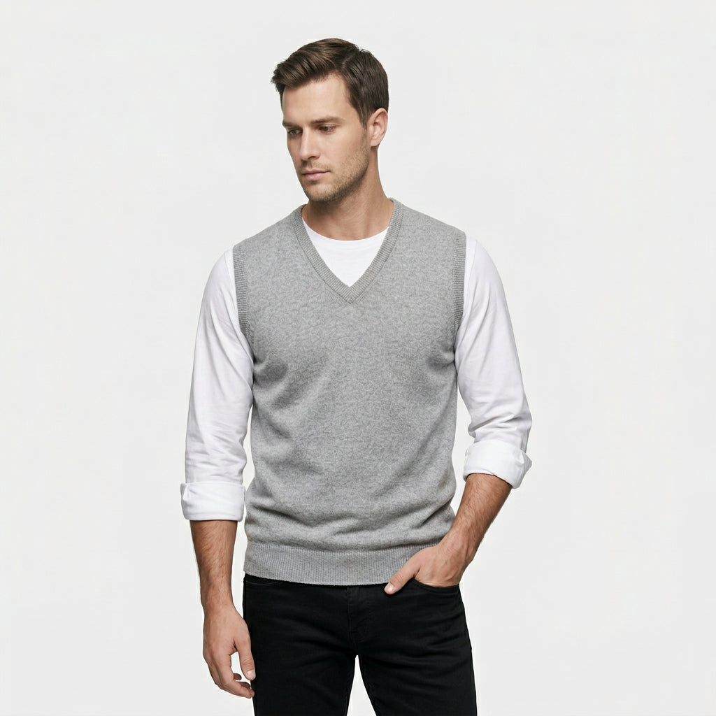 Men's Fine Knit Sleeveless Jumper