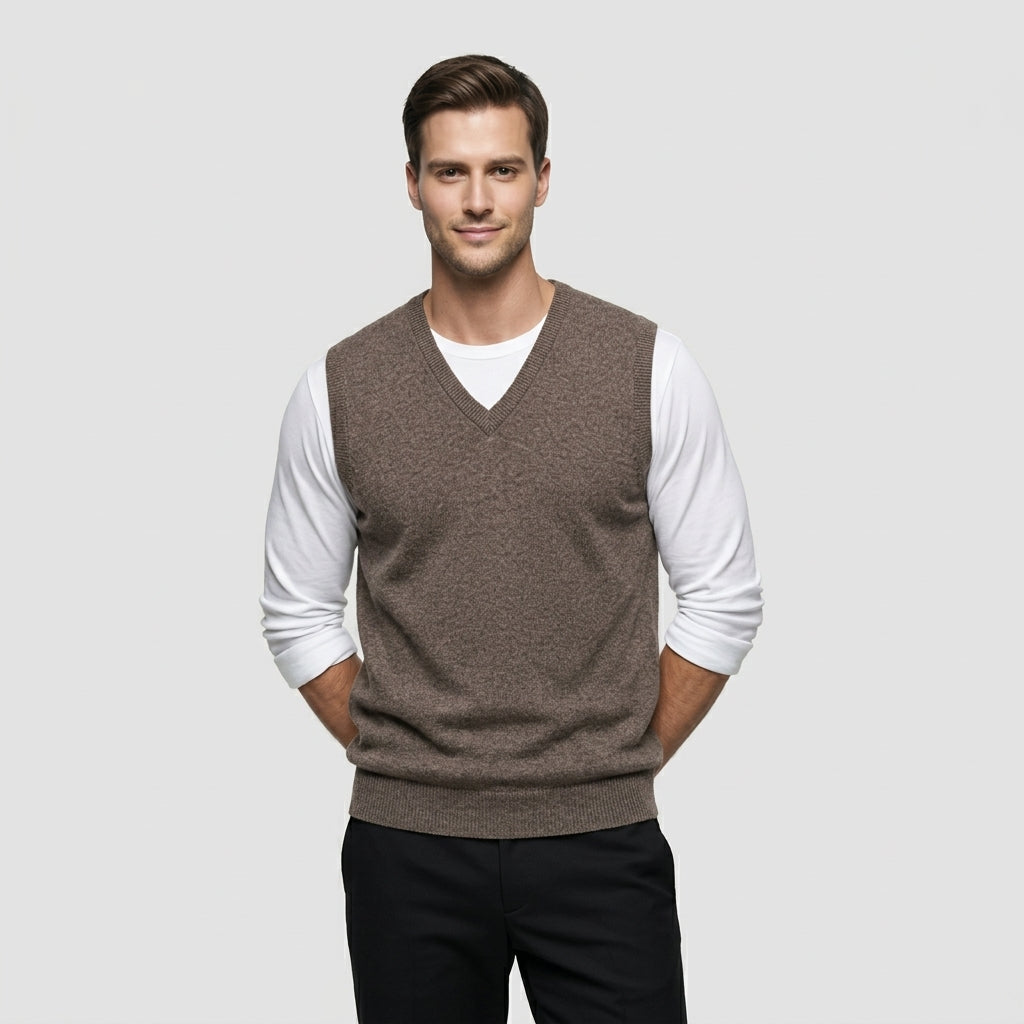 Men's Fine Knit Sleeveless Jumper