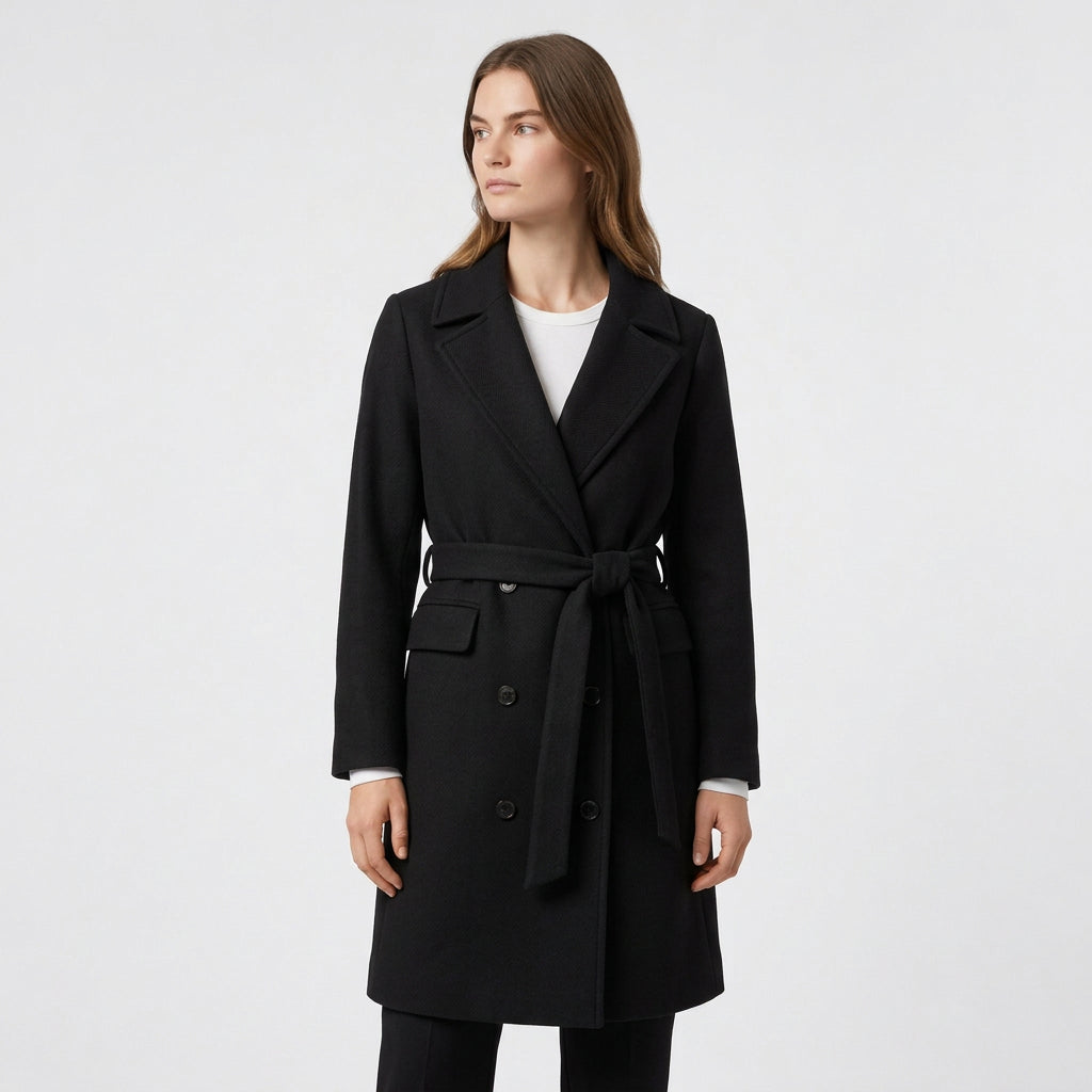 Trench Coat Ceinturé Double Boutonnage pour Femme