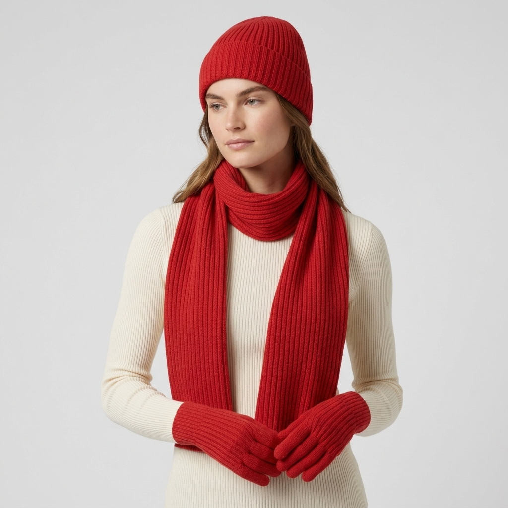 Ensemble Accessoires Cachemire Gants Bonnet Écharpe pour Femme