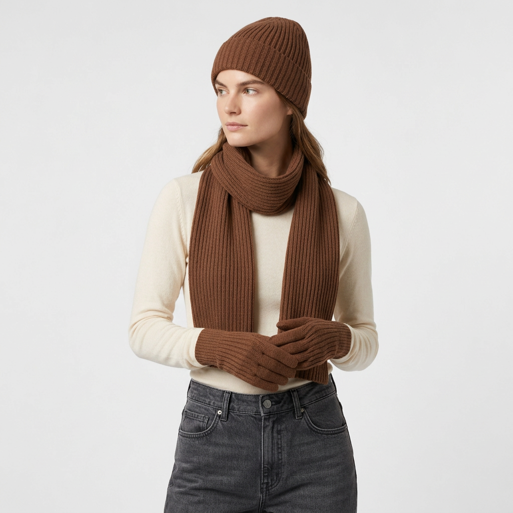 Ensemble Accessoires Cachemire Gants Bonnet Écharpe pour Femme