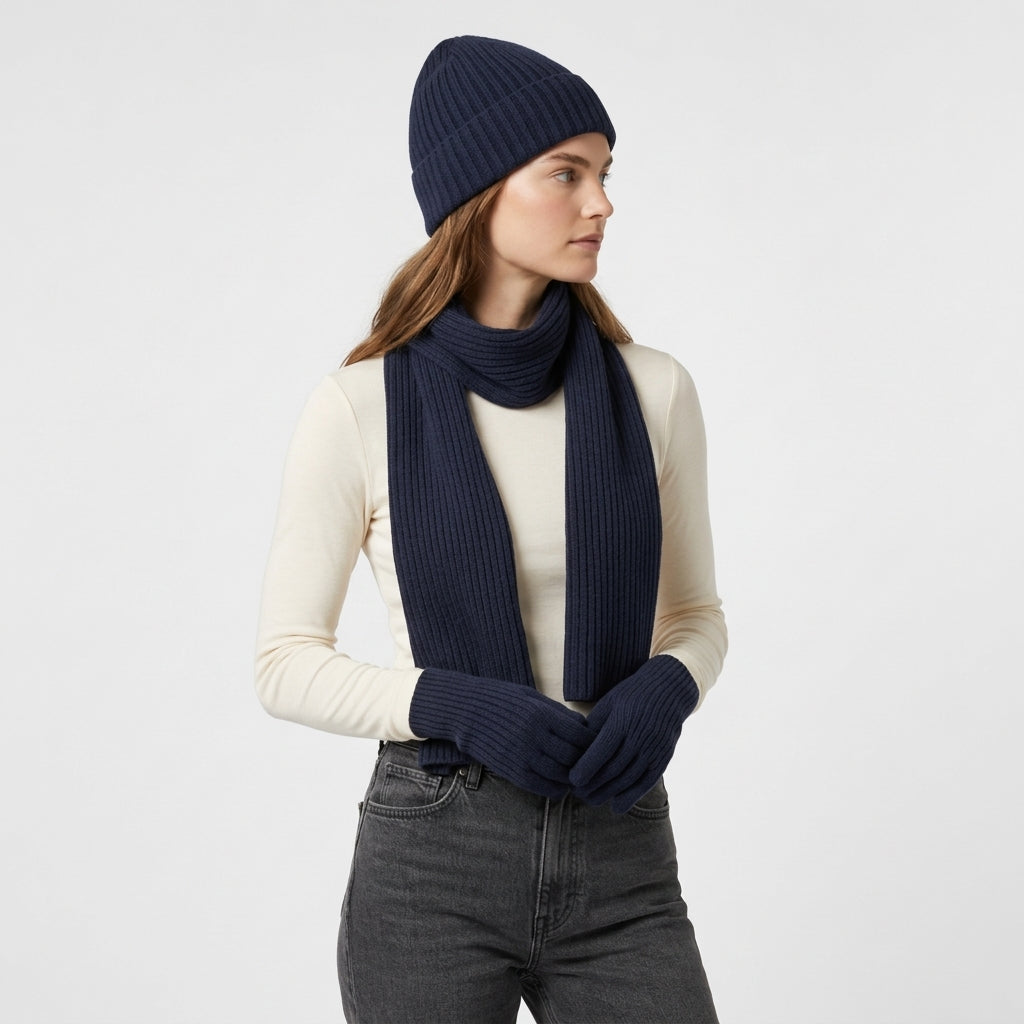 Ensemble Accessoires Cachemire Gants Bonnet Écharpe pour Femme