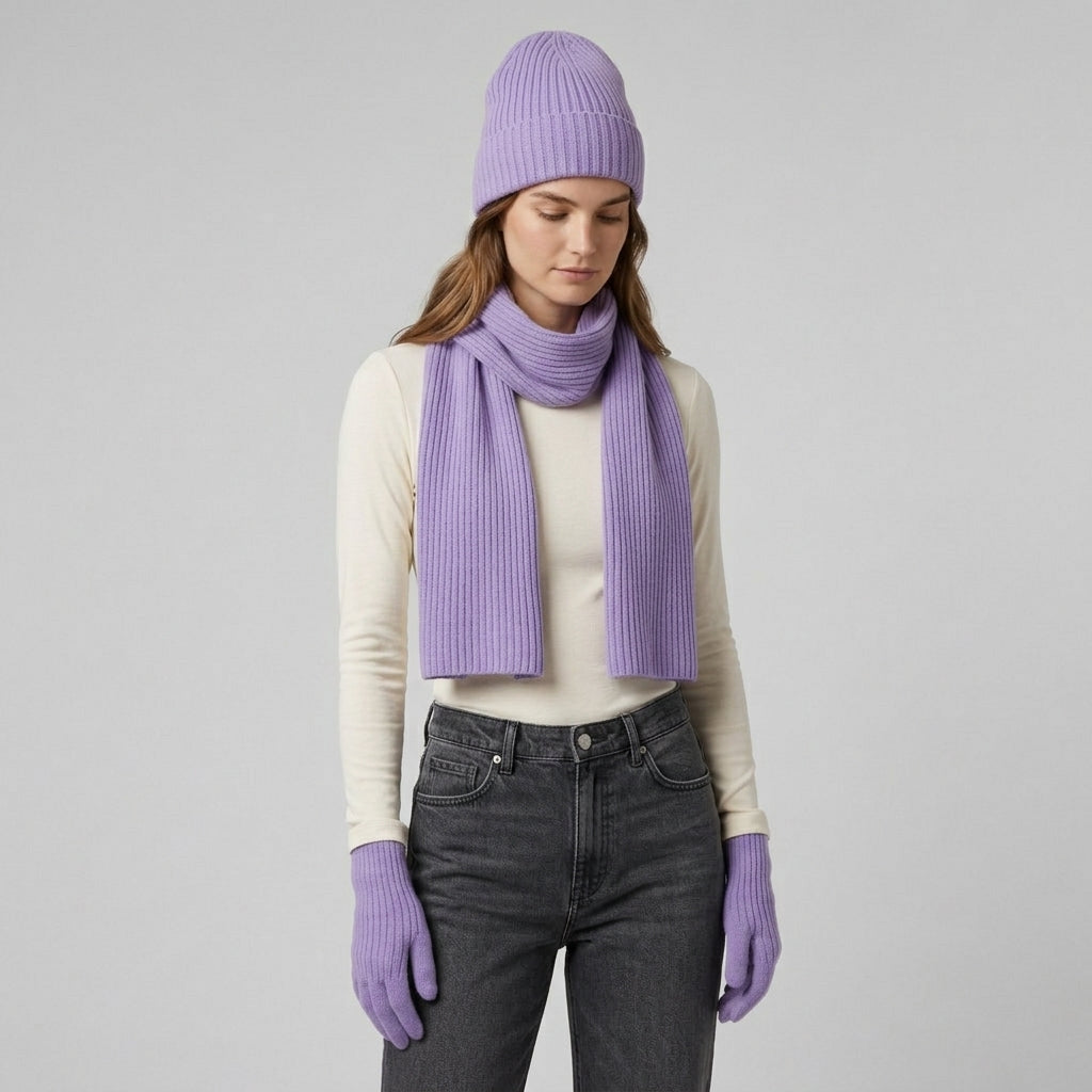 Ensemble Accessoires Cachemire Gants Bonnet Écharpe pour Femme