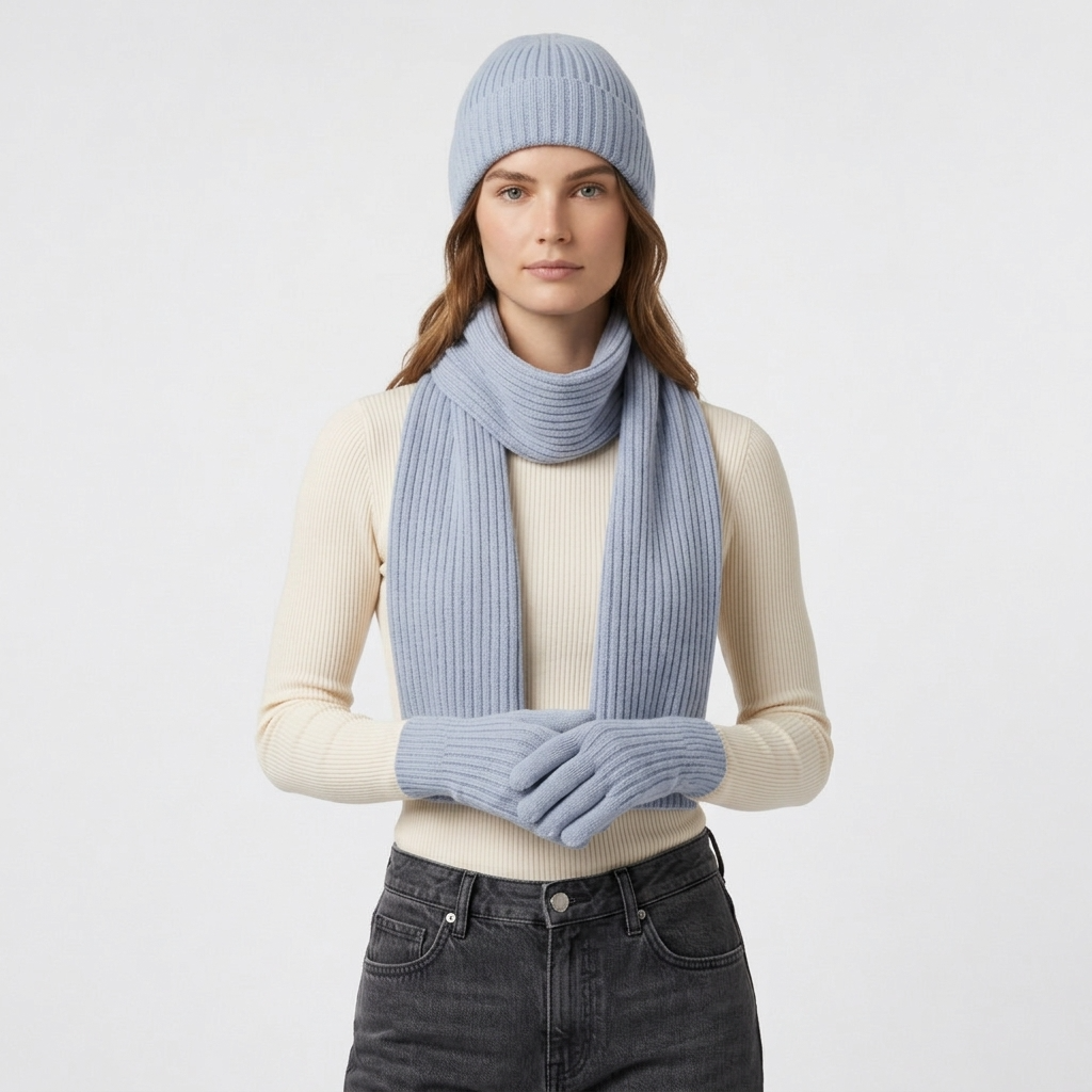 Ensemble Accessoires Cachemire Gants Bonnet Écharpe pour Femme