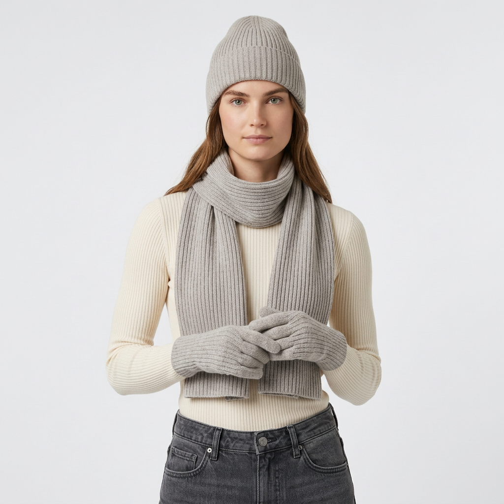 Ensemble Accessoires Cachemire Gants Bonnet Écharpe pour Femme