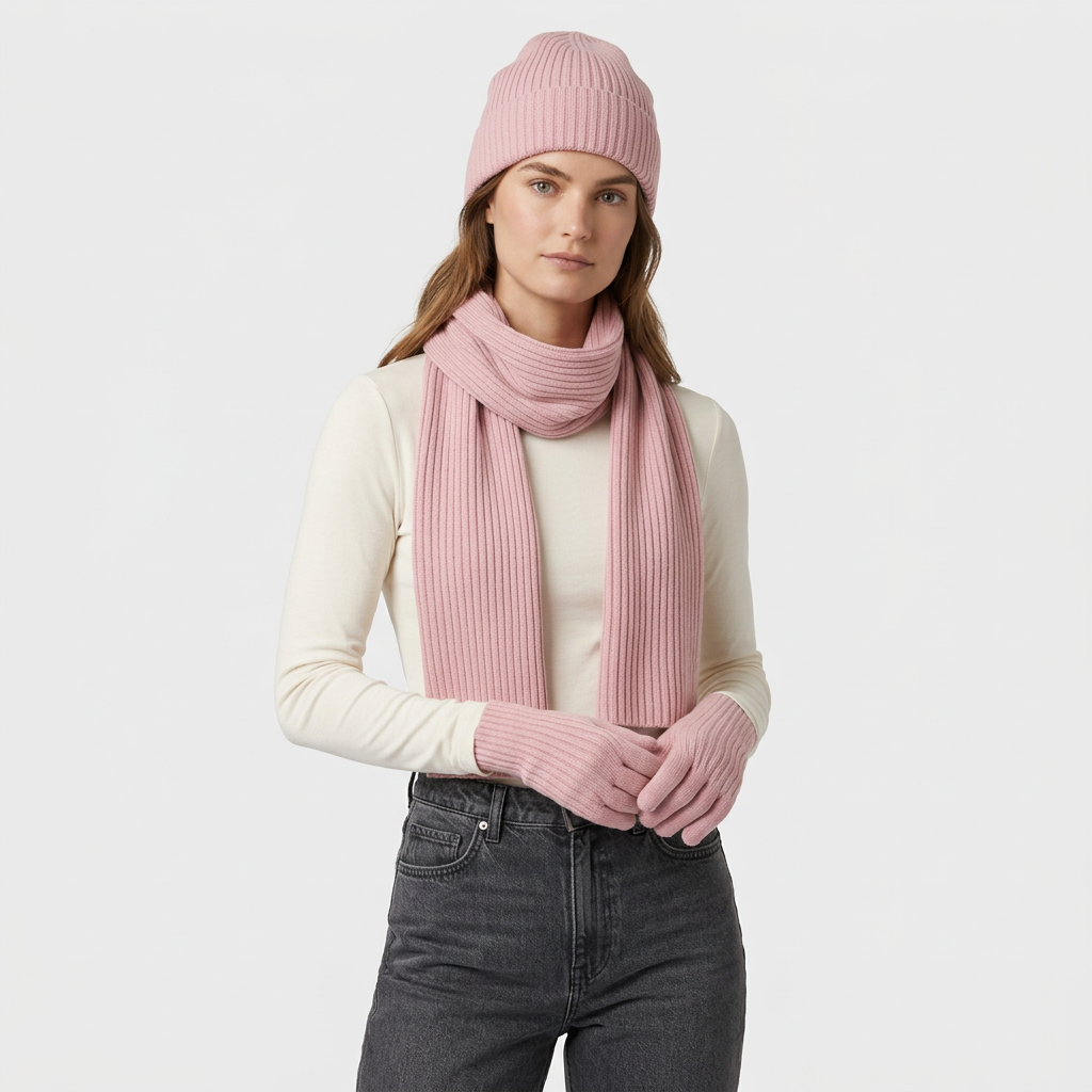 Ensemble Accessoires Cachemire Gants Bonnet Écharpe pour Femme