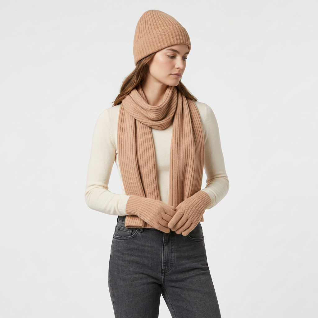 Ensemble Accessoires Cachemire Gants Bonnet Écharpe pour Femme