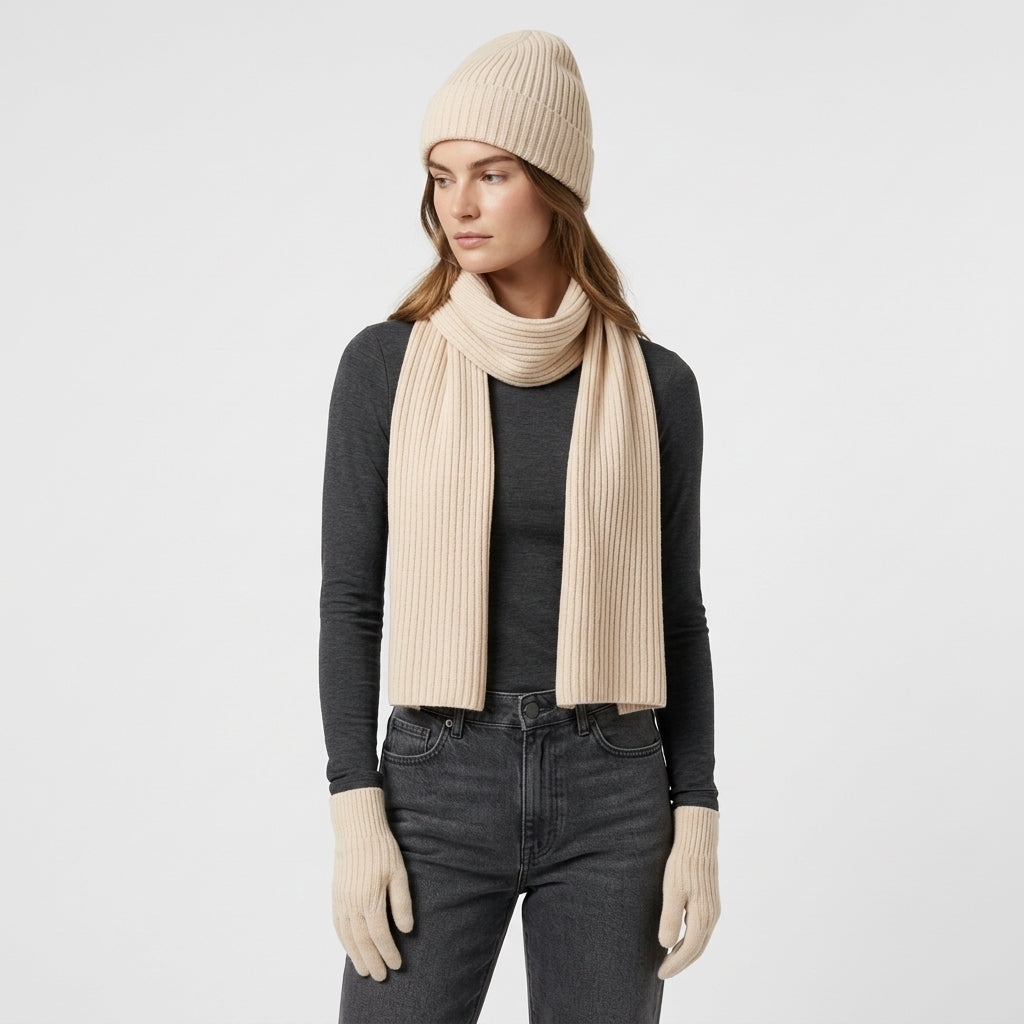 Ensemble Accessoires Cachemire Gants Bonnet Écharpe pour Femme